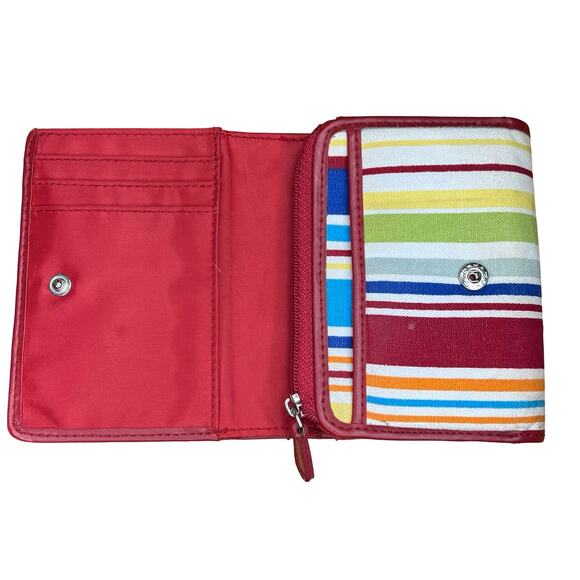 Longaberger Homestead Red Multicolor Striped Bifold Cotton Blend Wallet - Picture 4 of 4